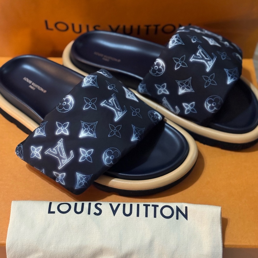 Louis Vuitton Black Monogram Slides